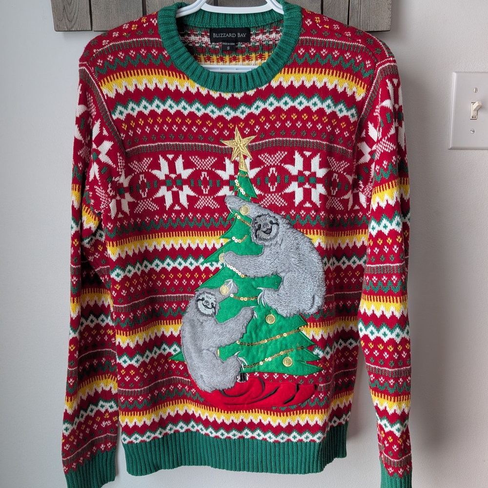 Blizzard Bay Red Festive Sloth Sweater